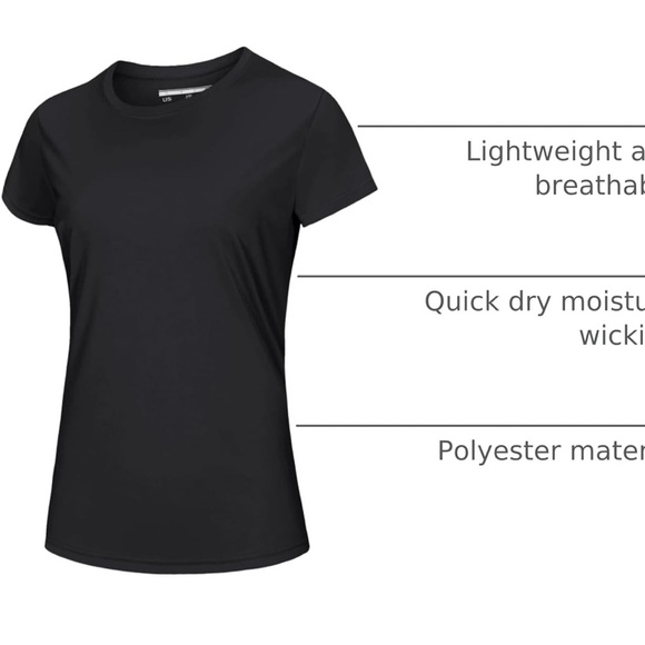 Women’s Black Workout Short Sleeve T-Shirt - Picture 7 of 8